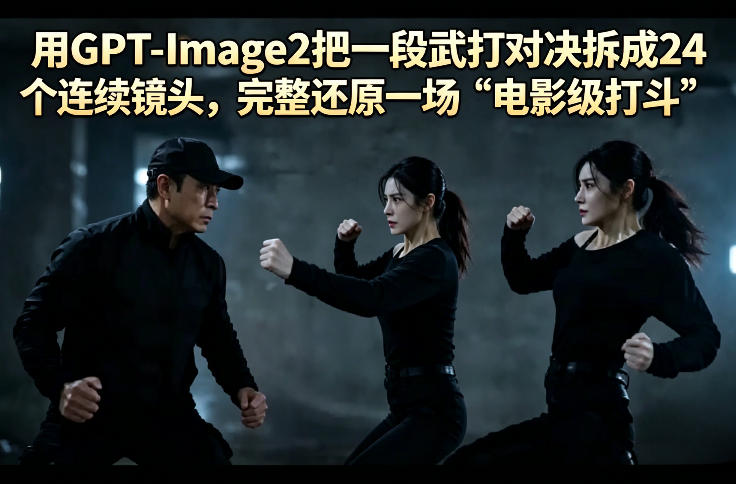 用GPT-Image2把一段武打对决拆成24个连续镜头，完整还原一场“电影级打斗”-白蛇网