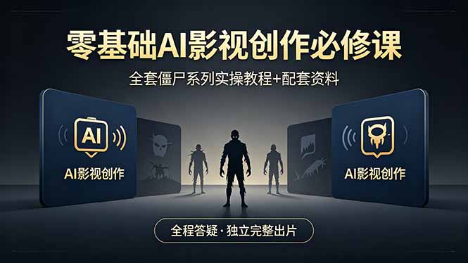 零基础AI影视创作必修课，全套僵尸系列实操教程加配套资料，全程答疑带你独立完整出片-白蛇网
