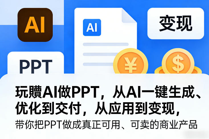 玩賺AI做PPT，从AI一键生成、优化到交付，从应用到变现，带你把PPT做成真正可用、可卖的商业产品(更新0513)-白蛇网
