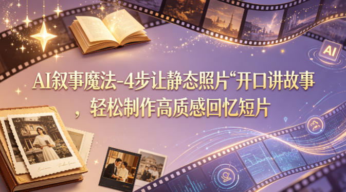 AI叙事魔法-4步让静态照片“开口讲故事”，轻松制作高质感回忆短片-白蛇网