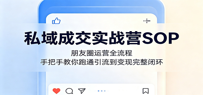 私域成交实战营SOP：朋友圈运营全流程，手把手教你跑通引流到变现完整闭环-白蛇网