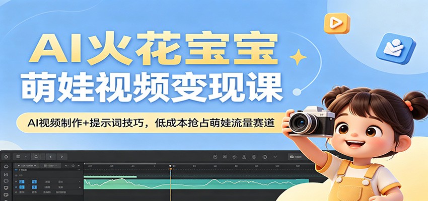 AI火花宝宝萌娃视频变现课：AI视频制作+提示词技巧，低成本抢占萌娃流量赛道-白蛇网