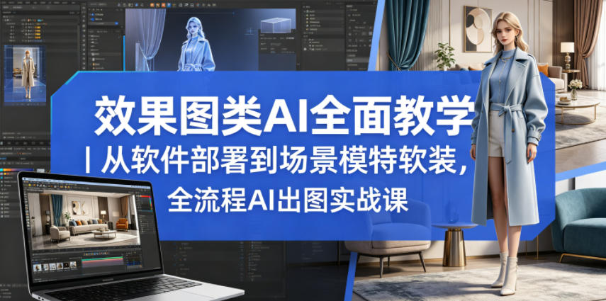 效果图类AI全面教学｜从软件部署到场景模特软装，全流程AI出图实战课-白蛇网