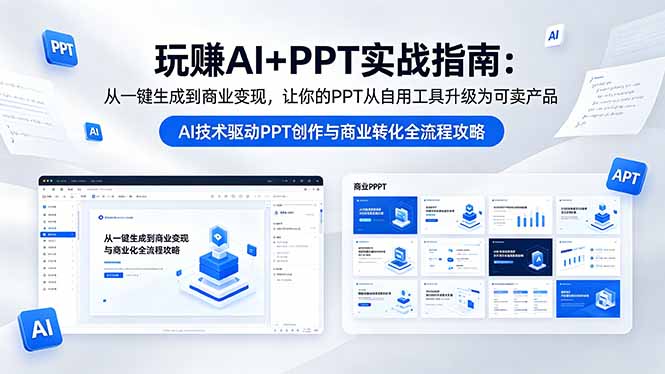 玩赚AI+PPT实战指南-更新5月13：从一键生成到商业变现，让你的PPT从自用工具升级为可卖产品-白蛇网