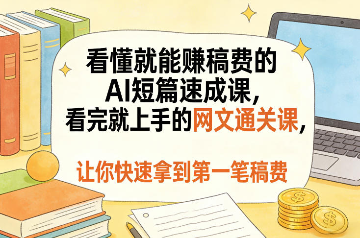 看懂就能賺稿费的AI短篇速成课，看完就上手的网文通关课，让你快速拿到第一笔稿费(更新5月)-白蛇网