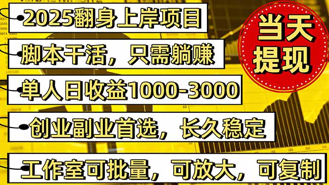 稳定八年美金掘金2.0脚本干活，只需躺赚。单人日收益1000-3000可批量、