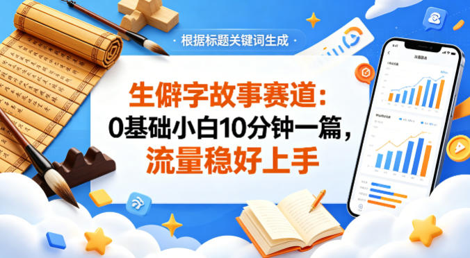 公众号流量主——生僻字故事赛道，流量稳，好上手，0基础小白也能10分钟一篇-白蛇网