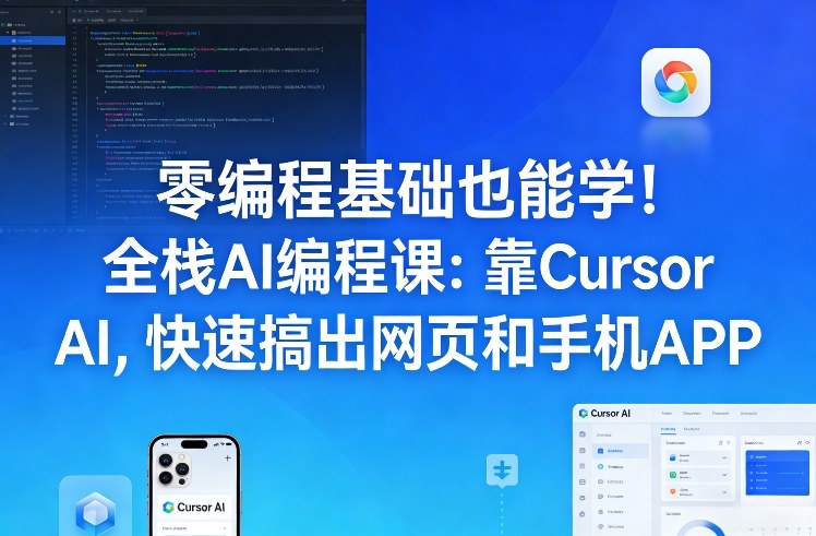 零编程基础也能学！全栈AI编程课：靠Cursor AI，快速搞出网页和手机APP