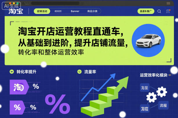淘宝开店运营教程直通车，从基础到进阶，提升店铺流量，转化率和整体运营效率(更新26年1月)