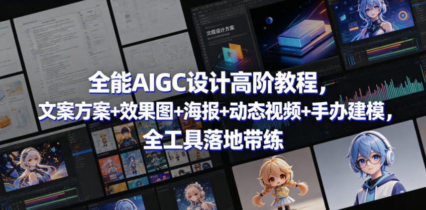 全能AIGC设计高阶教程，文案方案+效果图+海报+动态视频+手办建模，全工具落地带练-白蛇网
