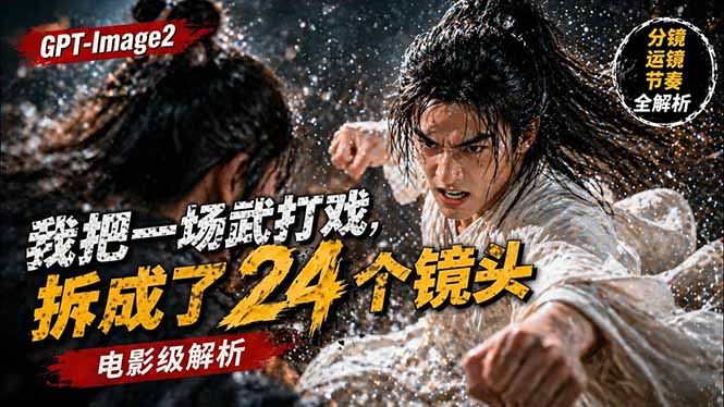 用GPT-Image2，把一段武打对决拆成24个连续镜头，从人物建立、动作衔接、运镜节奏，到情绪爆发-白蛇网