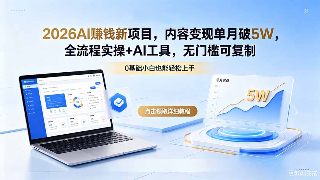 2026AI赚钱新项目，内容变现单月破5W，全流程实操+AI工具，无门槛可复制-白蛇网