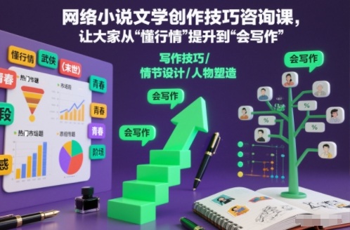 网络小说文学创作技巧咨询课，让大家从“懂行情”提升到”会写作”的高度