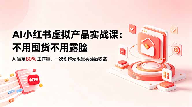 AI小红书虚拟产品实战课-更新：不用囤货不用露脸，AI搞定80%工作量，一次创作无限售卖睡后收益