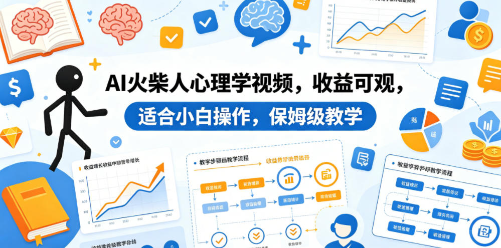 AI火柴人心理学视频，收益可观，适合小白操作，保姆级教学-白蛇网