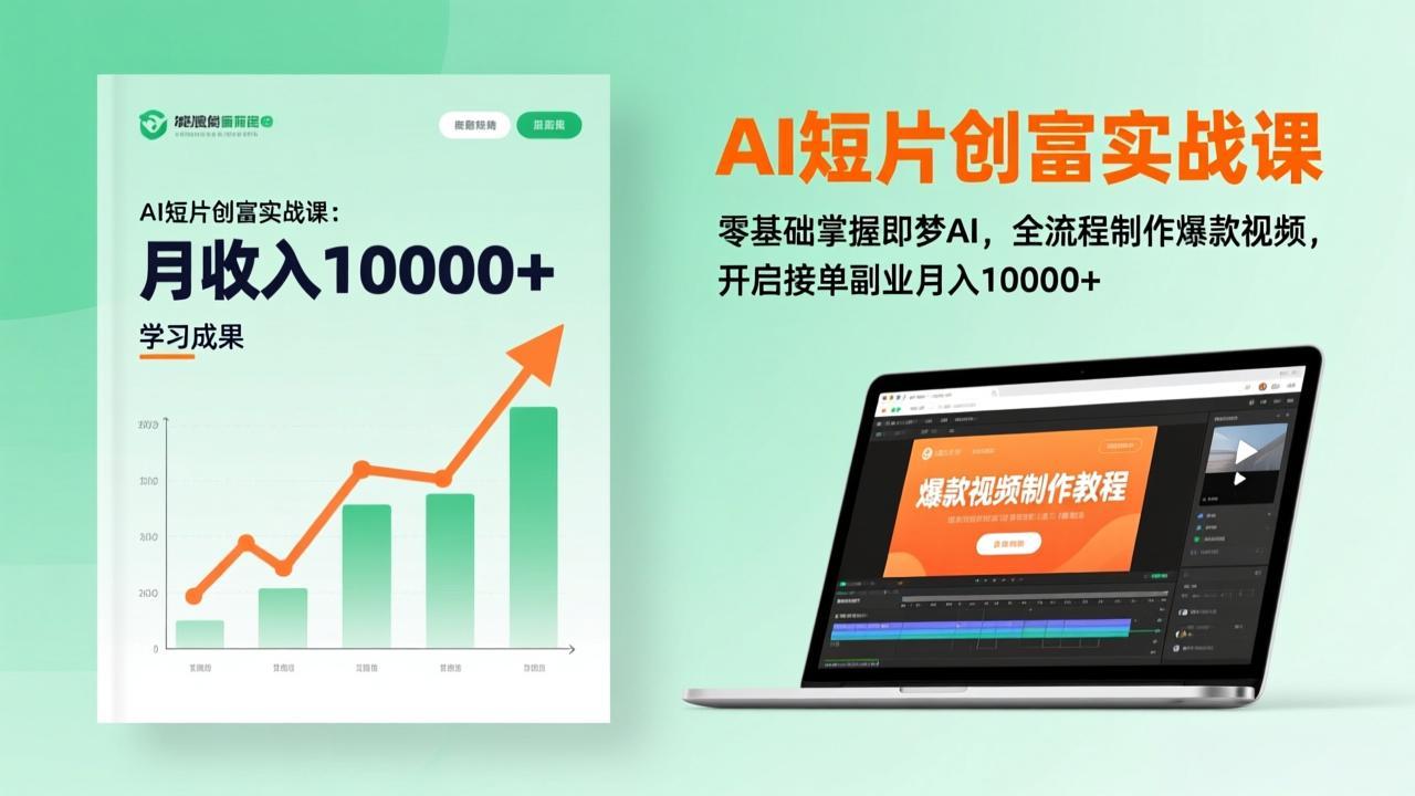 AI短片创富实战课：零基础掌握即梦AI，全流程制作爆款视频，开启接单副业月入10000+(更新