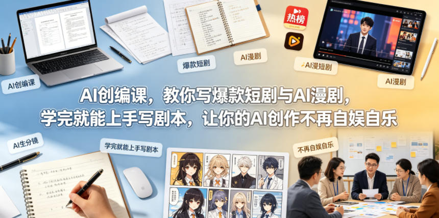 AI创编课，教你写爆款短剧与AI漫剧，学完就能上手写剧本，让你的AI创作不再自娱自乐-白蛇网