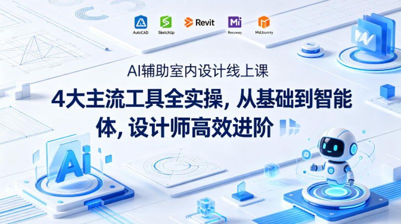 AI辅助室内设计线上课｜4大主流工具全实操，从基础到智能体，设计师高效进阶-白蛇网