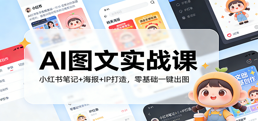 AI图文实战课：小红书笔记+海报+IP打造，零基础一键出图
