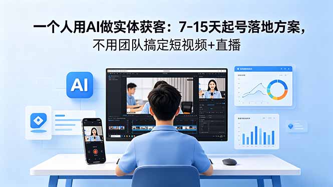 一个人用AI做实体获客：7-15天起号落地方案，不用团队搞定短视频+直播-白蛇网