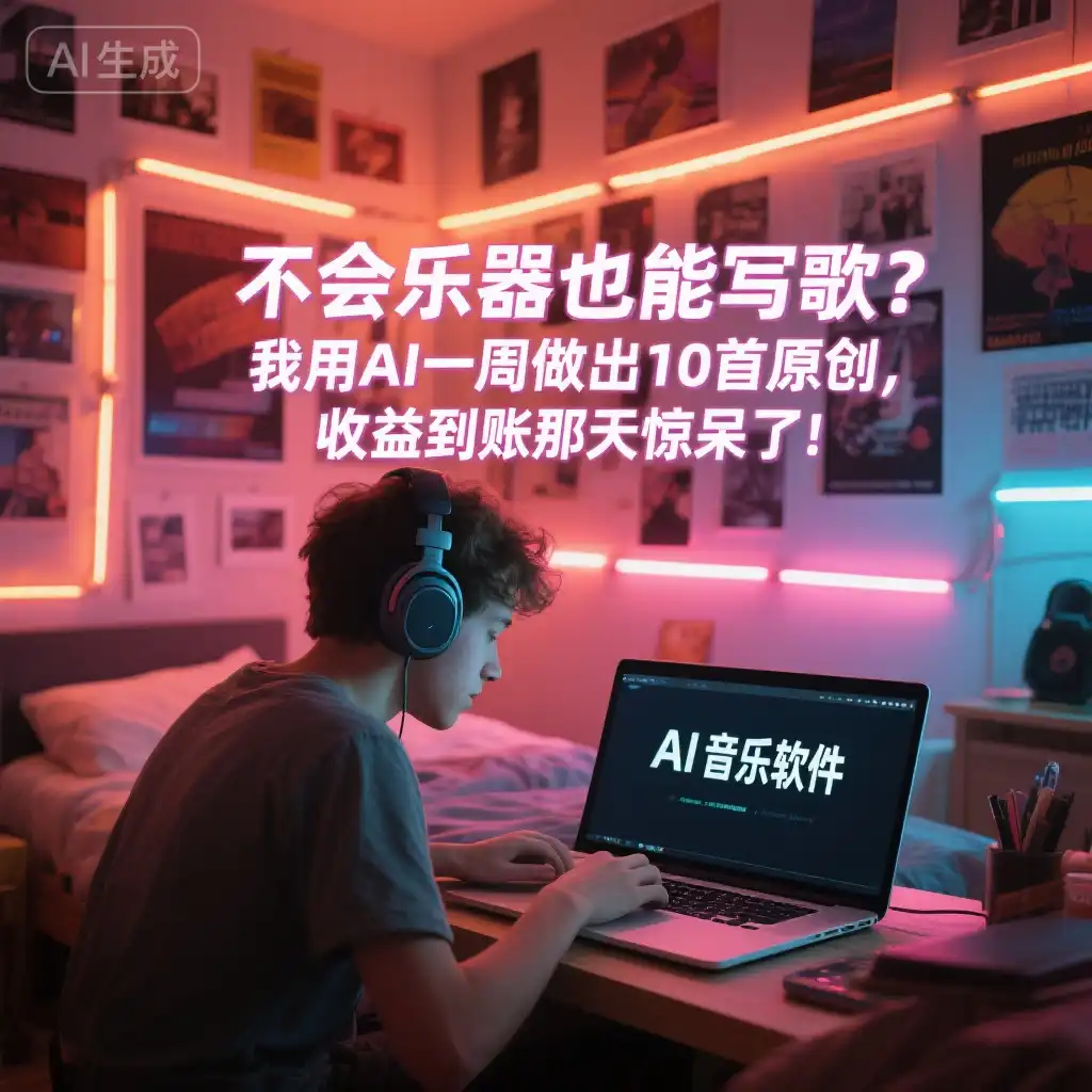 不会乐器也能写歌？我用AI一周做出10首原创，收益到账那天惊呆了！