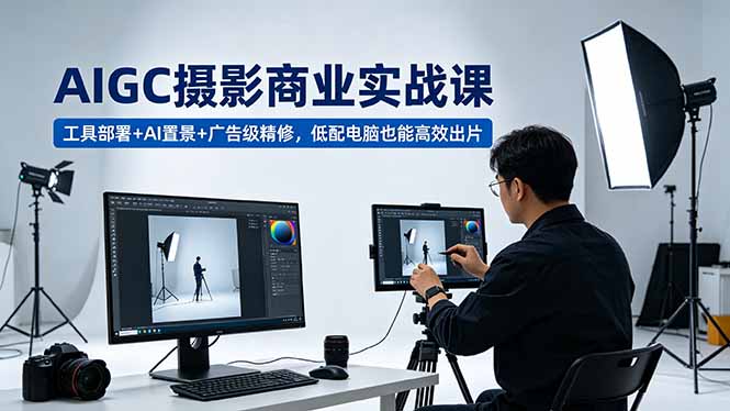 AIGC 摄影商业实战课，工具部署+AI置景+广告级精修，低配电脑也能高效出片-白蛇网