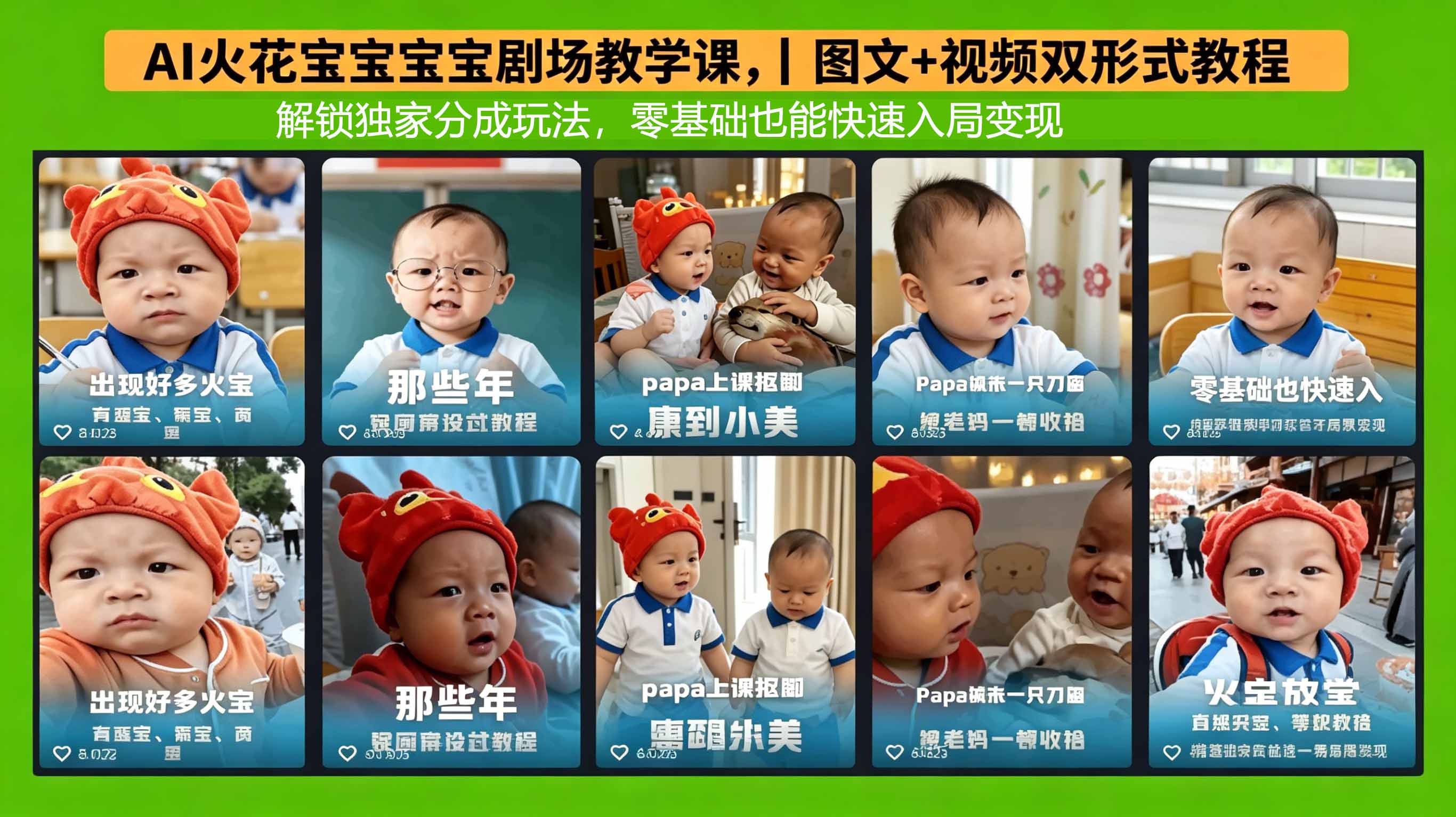 AI火花宝宝宝宝剧场教学课，图文+视频双形式教程，解锁独家分成玩法，零基础也能快速入局变现-白蛇网